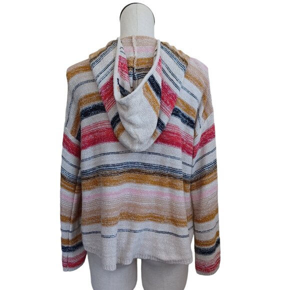 Billabong Hoodie Baja Beach Hooded Sweater Multi-Colored Stripe Womens Large - Picture 13 of 15